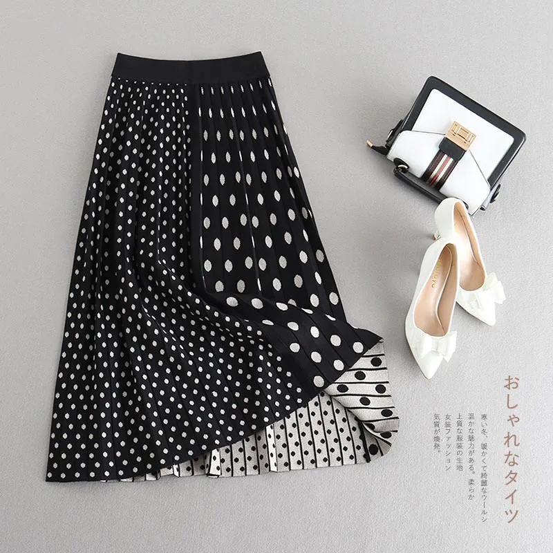 INNASOFAN Skirt Women's Autumn-Winter Knitted pleated skirt high waist Euro-American fashion chic long skirt with dots jacquard
INNASOFAN Skirt Women's Autumn-Winter Knitted pleated skirt high waist Euro-American fashion chic long skirt with dots jacquard