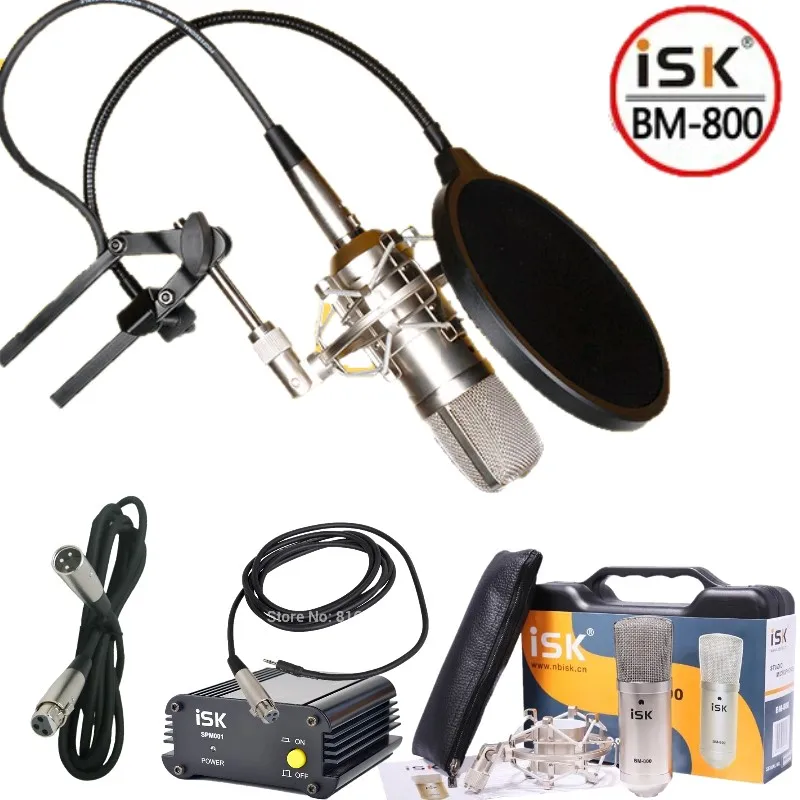 Large diaphragm condenser microphone Studio recording microphone set ISK BM800+48v phantom power supply+POP filter+cables
Large diaphragm condenser microphone Studio recording microphone set ISK BM800+48v phantom power supply+POP filter+cables