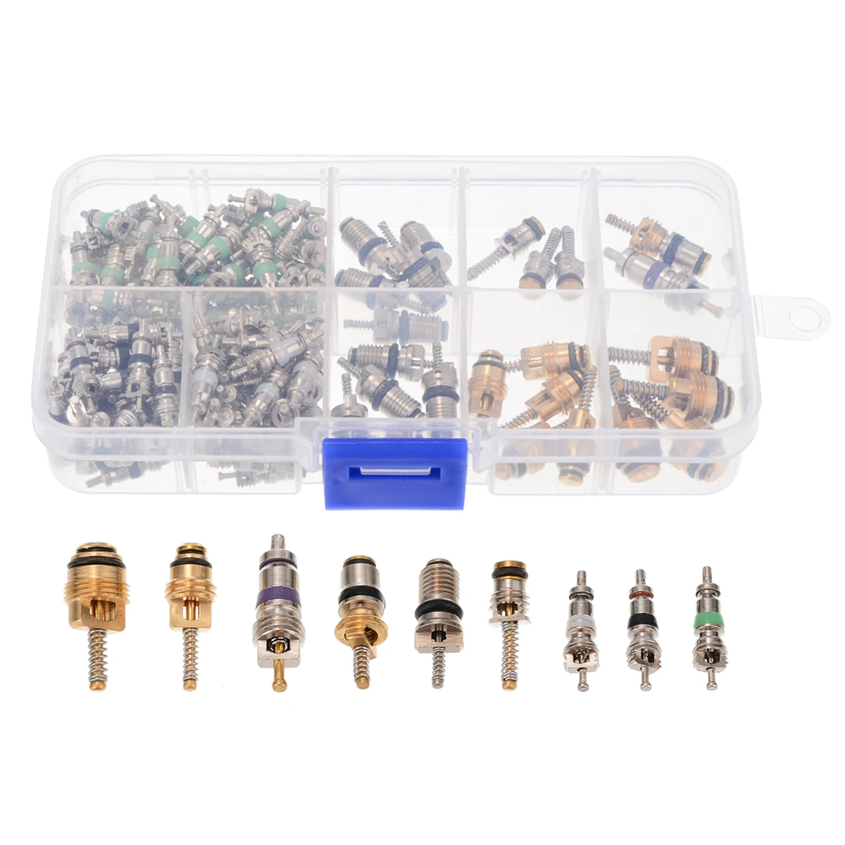 134pcs A/C AC Schrader Valve Cores Assortment For R134a R12 9 Kinds AC Kit Car Accessories Tools
134pcs A/C AC Schrader Valve Cores Assortment For R134a R12 9 Kinds AC Kit Car Accessories Tools