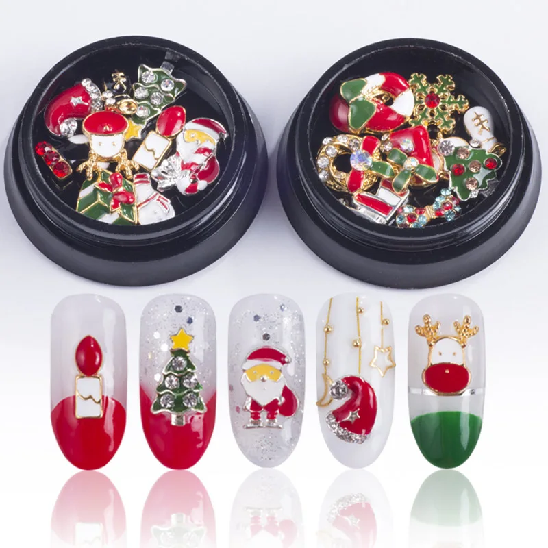 10pcs/bag Nail Art Jewelry Christmas Snowman Tree Stick Set Snowflake Bell Series |