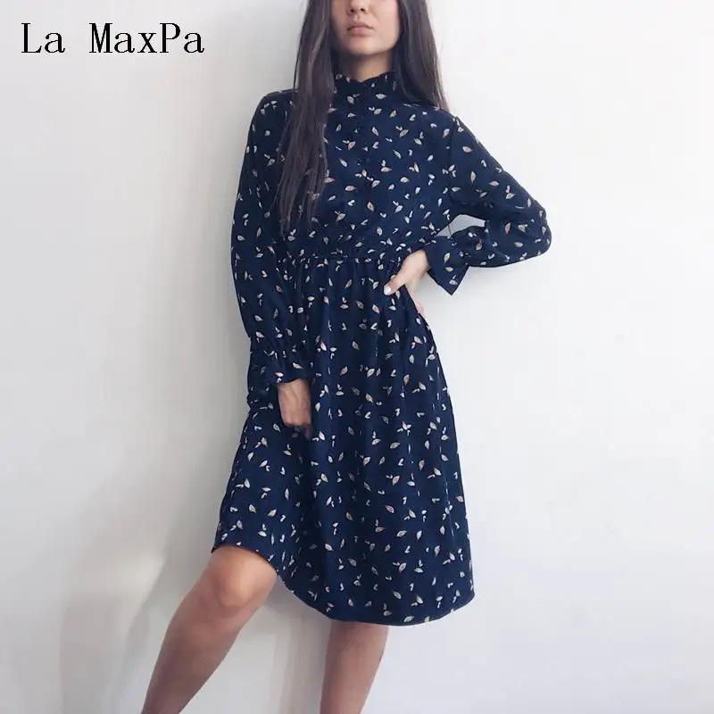 Corduroy Floral Print Women Elastic Waist Autumn Dress Stand Collar Beach Dress Vestidos Party Feminino High Quality Spring
Corduroy Floral Print Women Elastic Waist Autumn Dress Stand Collar Beach Dress Vestidos Party Feminino High Quality Spring