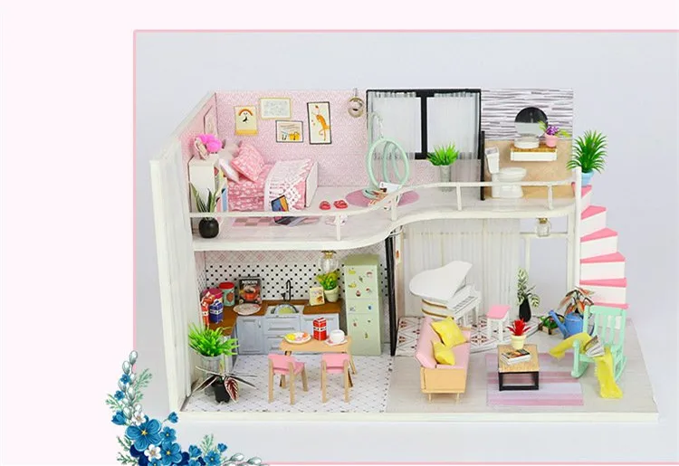 Handmade DIY Wood Dollhouse Pink Melody Miniature Children Kids Doll House With Dust Cover Decoration Adult Gift Intelligence
Handmade DIY Wood Dollhouse Pink Melody Miniature Children Kids Doll House With Dust Cover Decoration Adult Gift Intelligence