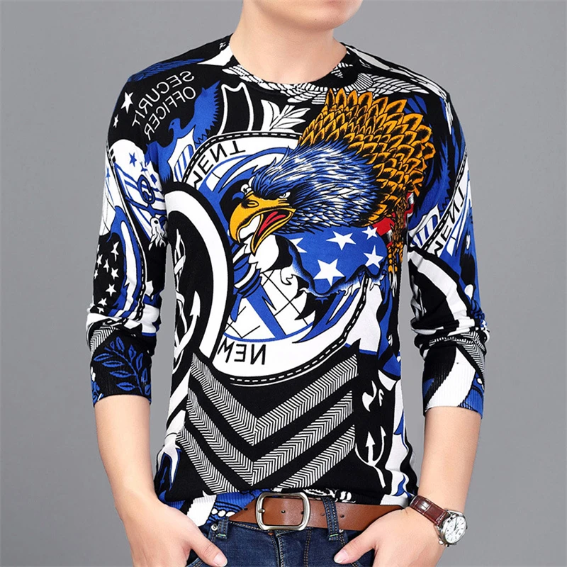 Eagle pattern printing fashion popular luxury pullover knit sweater Autumn 2018 New quality cotton soft elastic sweater menM-3XL
Eagle pattern printing fashion popular luxury pullover knit sweater Autumn 2018 New quality cotton soft elastic sweater menM-3XL