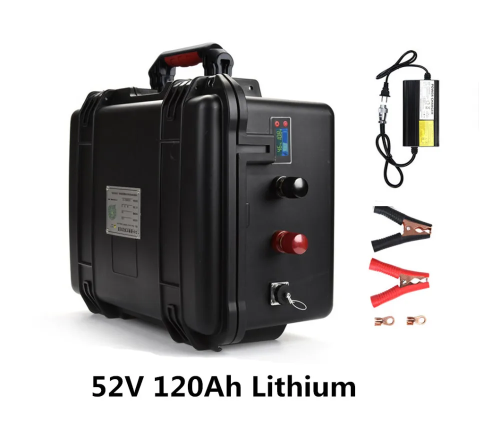 Rechargeable 52V 120Ah Lithium battery pack with BMS for motorcycle e-scooter power supply solar battery +5A charger
Rechargeable 52V 120Ah Lithium battery pack with BMS for motorcycle e-scooter power supply solar battery +5A charger