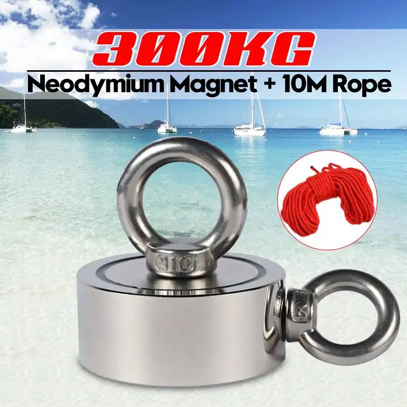 300KG Double-sided Powerful Round Neodymium Magnet Hook Salvage Magnet Sea Fishing Equipments Holder with Ring and 10M Rope
300KG Double-sided Powerful Round Neodymium Magnet Hook Salvage Magnet Sea Fishing Equipments Holder with Ring and 10M Rope