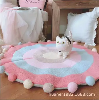 Nordic cute rainbow round large plush cushion children's room decoration bedroom anti-slip mat
Nordic cute rainbow round large plush cushion children's room decoration bedroom anti-slip mat