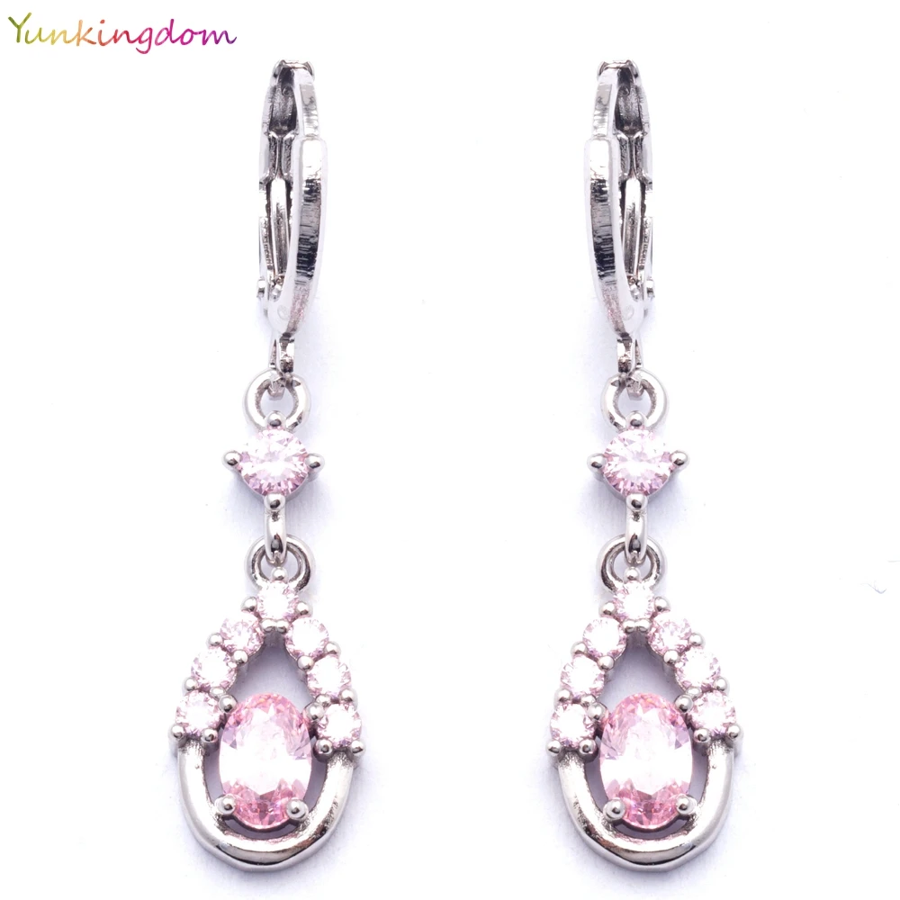 Yunkingdom Beautiful Pink Crystal women's long earrings silver color earings women jewelry for female gifts K1521
Yunkingdom Beautiful Pink Crystal women's long earrings silver color earings women jewelry for female gifts K1521