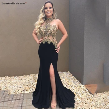 Vestido baile new high neck see gold Halter Beading Crystal Open Back High Split Black Mermaid Prom Dresses long Middle East for
Vestido baile new high neck see gold Halter Beading Crystal Open Back High Split Black Mermaid Prom Dresses long Middle East for