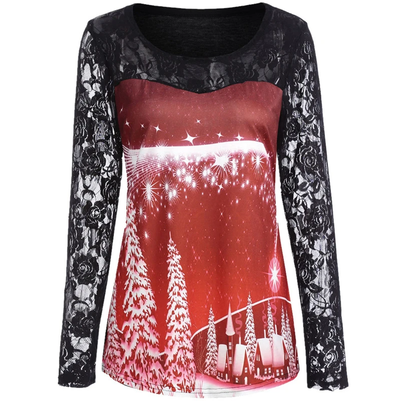 Christmas Lace t shirt Women tshirt Lady Long Sleeve Print T-shirt Sweatshirt O Neck t-shirt Tops Pullover #N23 #N#N #N #N
Christmas Lace t shirt Women tshirt Lady Long Sleeve Print T-shirt Sweatshirt O Neck t-shirt Tops Pullover #N23 #N#N #N #N