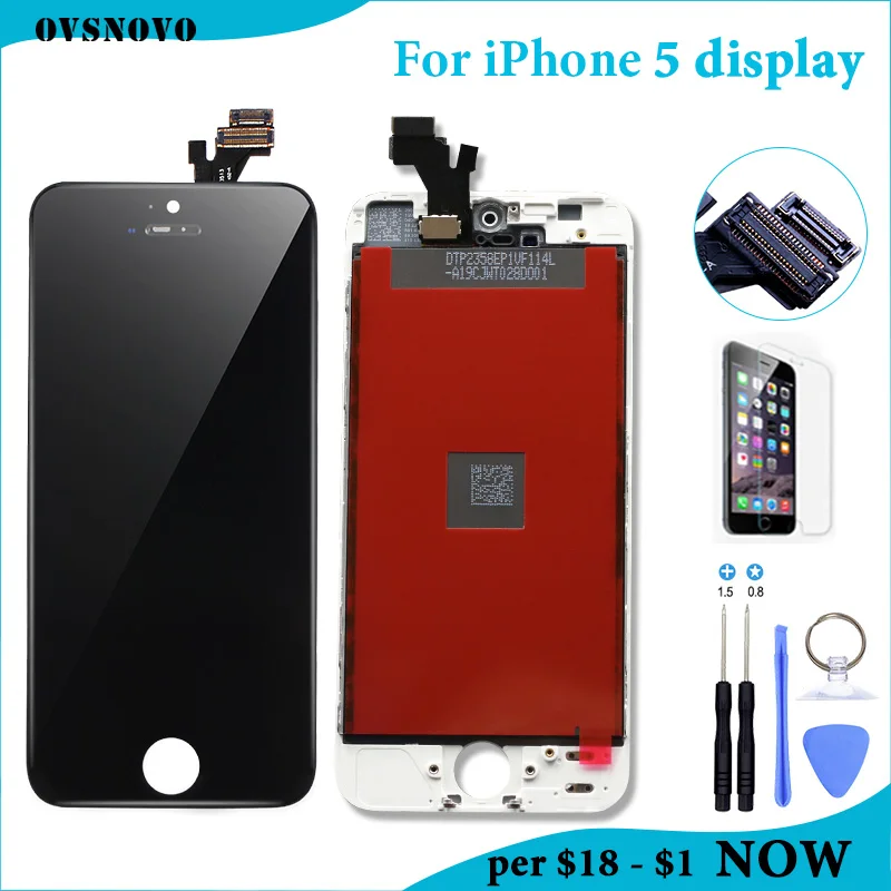 AAA Quality Screen For Apple iPhone 5 5G A1428 A1429 A1442 LCD Display Touch Screen Assembly With Digitizer+Tempered film+Tools
AAA Quality Screen For Apple iPhone 5 5G A1428 A1429 A1442 LCD Display Touch Screen Assembly With Digitizer+Tempered film+Tools