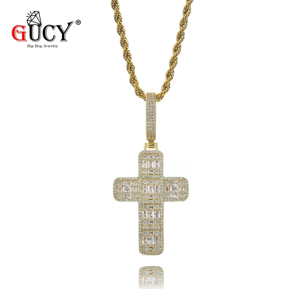GUCY Hip Hop Cross Pendant Necklace Gold Silver Color Iced Out Micro Pave CZ Stones Hip Hop Pendants & Necklaces for Men Women
GUCY Hip Hop Cross Pendant Necklace Gold Silver Color Iced Out Micro Pave CZ Stones Hip Hop Pendants & Necklaces for Men Women