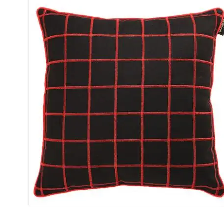 

red grid pattern black cushion cover sofa decorative waist pillow case lumbar pillow covers