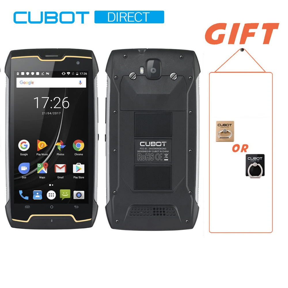 

Cubot KingKong IP68 Waterproof Rugged Smartphone 4400mAh Big Battery 3G Dual-SIM Android 7.0 2GB RAM 16GB ROM Compass+GPS MT6580