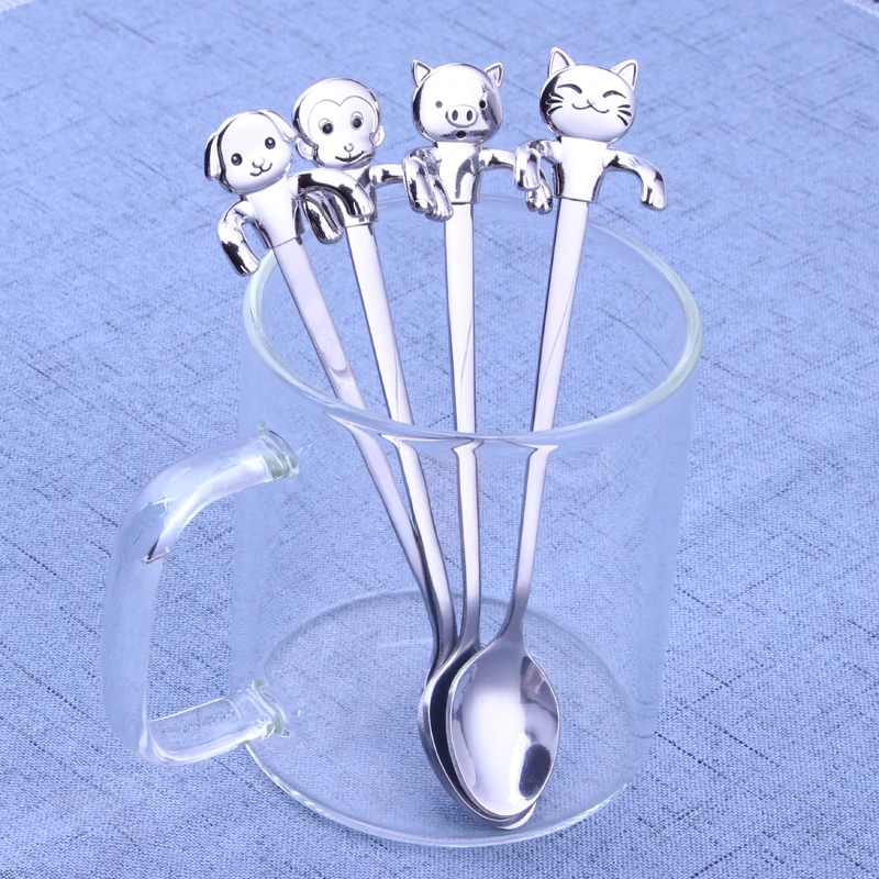4pcs/set Cute animal shape tea spoon stainless steel cartoon cat long handled coffee spoon for ice cream dessert spoon
4pcs/set Cute animal shape tea spoon stainless steel cartoon cat long handled coffee spoon for ice cream dessert spoon
