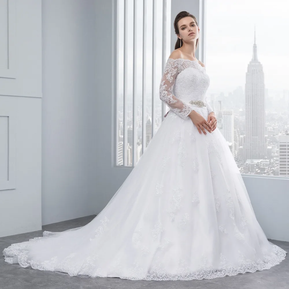 Lover Kiss Wedding Dresses Princess Lace Bridal Bride Gowns with veil robe de mariage Luxury Vintage Long Sleeves off Shoulder 3 Lover Kiss Wedding Dresses Princess Lace Bridal Bride Gowns with veil robe de mariage Luxury Vintage Long Sleeves off Shoulder 3