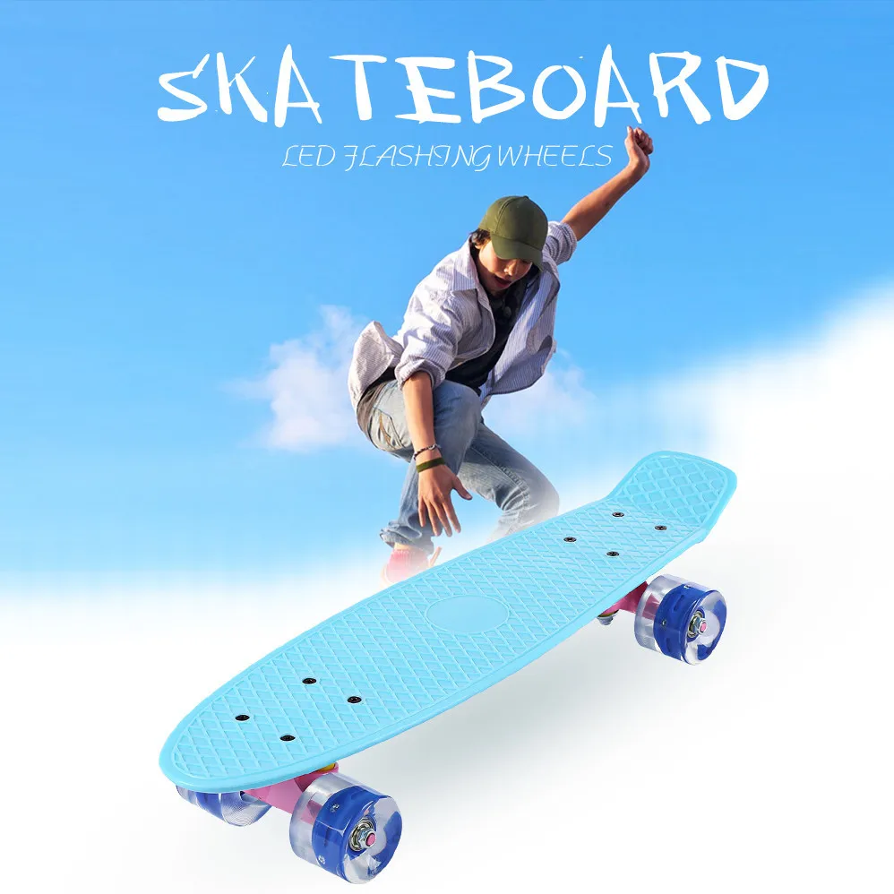 22 Inch Fish Skate Board Pastel Color Banana Board Mini Cruiser Long Skateboard Four-wheel Street Longboard LED Flashing Wheels
22 Inch Fish Skate Board Pastel Color Banana Board Mini Cruiser Long Skateboard Four-wheel Street Longboard LED Flashing Wheels