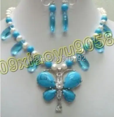 HYFY2014325****Beautiful white pearl crystal Turquoise Necklace and Earring Set
HYFY2014325****Beautiful white pearl crystal Turquoise Necklace and Earring Set