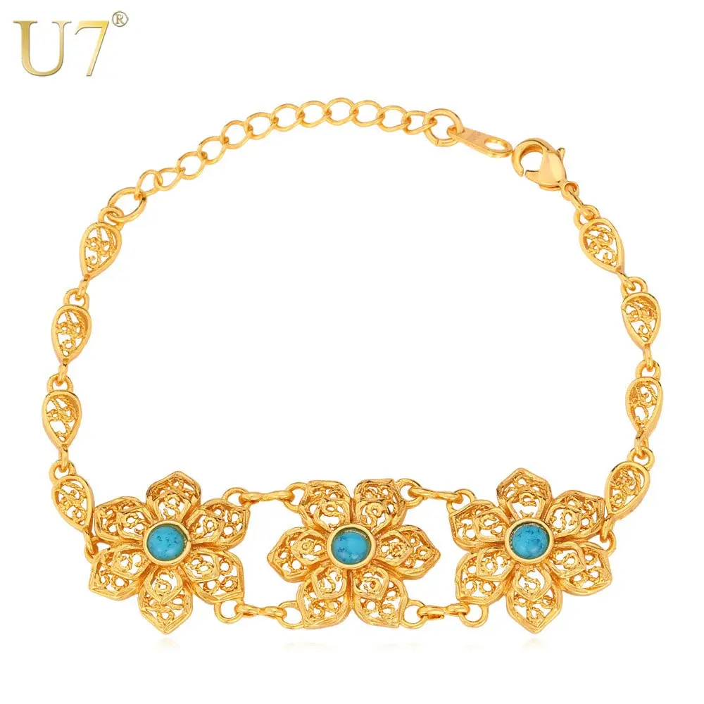 U7 Trendy Gold Color Blue Stone Fashion Jewelry Wholesale Vintage Flower Lace Style Chain Bracelet For Women H577
U7 Trendy Gold Color Blue Stone Fashion Jewelry Wholesale Vintage Flower Lace Style Chain Bracelet For Women H577