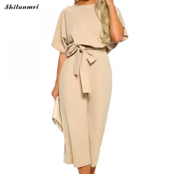 Women Lace Up Jumpsuit Casual Rompers Overalls Female Women O-Neck Short Sleeve Solid Wide Leg Pant Jumpsuits Women Summer
Women Lace Up Jumpsuit Casual Rompers Overalls Female Women O-Neck Short Sleeve Solid Wide Leg Pant Jumpsuits Women Summer