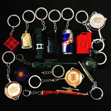 ゲーム PUBG コスプレ衣装キーホルダーバックパックヘルメットパン金属モデルキーチェーン PUBG 武器 AWM 98 18K の小道具ファンキーリング(China)