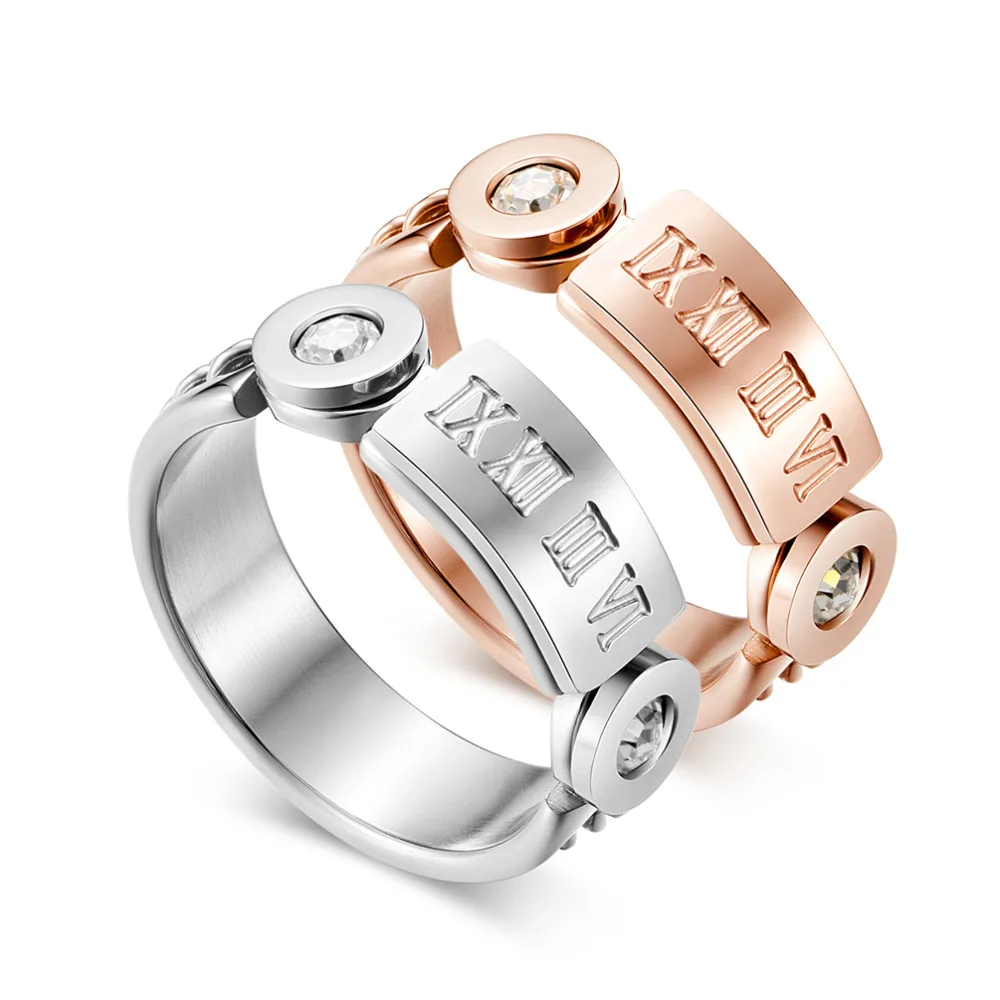 Fashion CZ Stones Chain Ring for Women Silver / Rose Gold Color Titanium Ring Roman Numbers Women's Tail Ring Finger Accessories
Fashion CZ Stones Chain Ring for Women Silver / Rose Gold Color Titanium Ring Roman Numbers Women's Tail Ring Finger Accessories