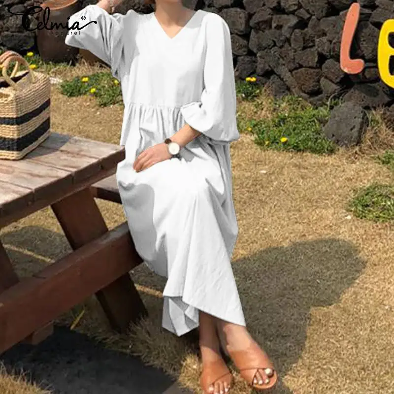 Celmia 2019 Summer Women White Long Shirt Dress Sexy V-neck Puff Sleeve Pleated Party Maxi Dress Casual Loose Vestidos Plus Size
Celmia 2019 Summer Women White Long Shirt Dress Sexy V-neck Puff Sleeve Pleated Party Maxi Dress Casual Loose Vestidos Plus Size
