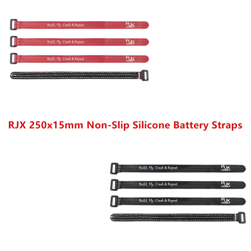 RJXHobby 250*15mm Non-Slip Silicone FPV Battery Straps for RC Drone 4pcs Red Black
RJXHobby 250*15mm Non-Slip Silicone FPV Battery Straps for RC Drone 4pcs Red Black