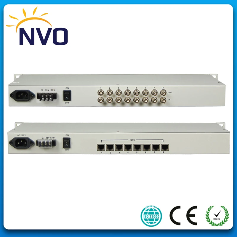 

1Port Ethernet to 8E1 Interface Converter Bandwidth:16.384M,10/100 adaptive, VLAN, 19 Inch Rack, AC220V or 48V Euro Power Supply