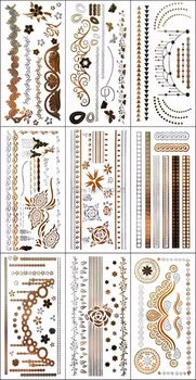 12pcs Silver Gold Flash Tattoo Metallic Jewelry Tattoo Sticker Temporary Body Art Tatuagem Mix 12 Patterns
12pcs Silver Gold Flash Tattoo Metallic Jewelry Tattoo Sticker Temporary Body Art Tatuagem Mix 12 Patterns