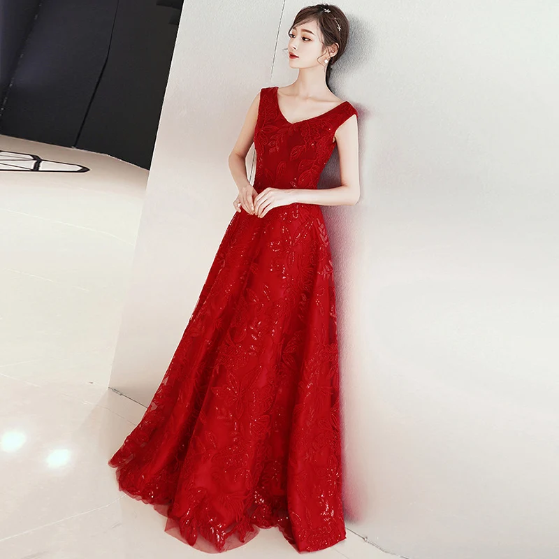 Wine Red V-Neck A Line Evening Dresse 2018 New Haute Couture Sleeveless Banquet Party Dress Evening Gowns vestido de festa
Wine Red V-Neck A Line Evening Dresse 2018 New Haute Couture Sleeveless Banquet Party Dress Evening Gowns vestido de festa