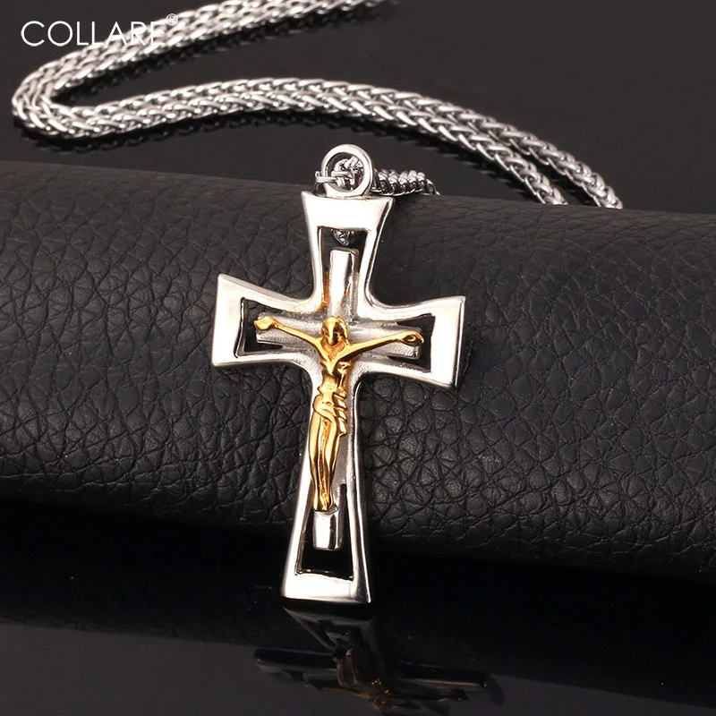 Collare Crucifix Cross Pendants Men 316L Stainless Steel Christian Jewelry Gold Color Jesus Cross Necklace Women 22inch P278
Collare Crucifix Cross Pendants Men 316L Stainless Steel Christian Jewelry Gold Color Jesus Cross Necklace Women 22inch P278