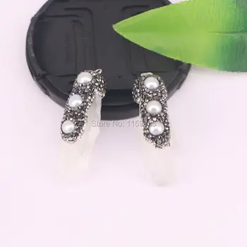 10PCS Freeform Quartz White Crystal Point Pendant, Crystal Rhinestone Pearl Paved Pendants
10PCS Freeform Quartz White Crystal Point Pendant, Crystal Rhinestone Pearl Paved Pendants