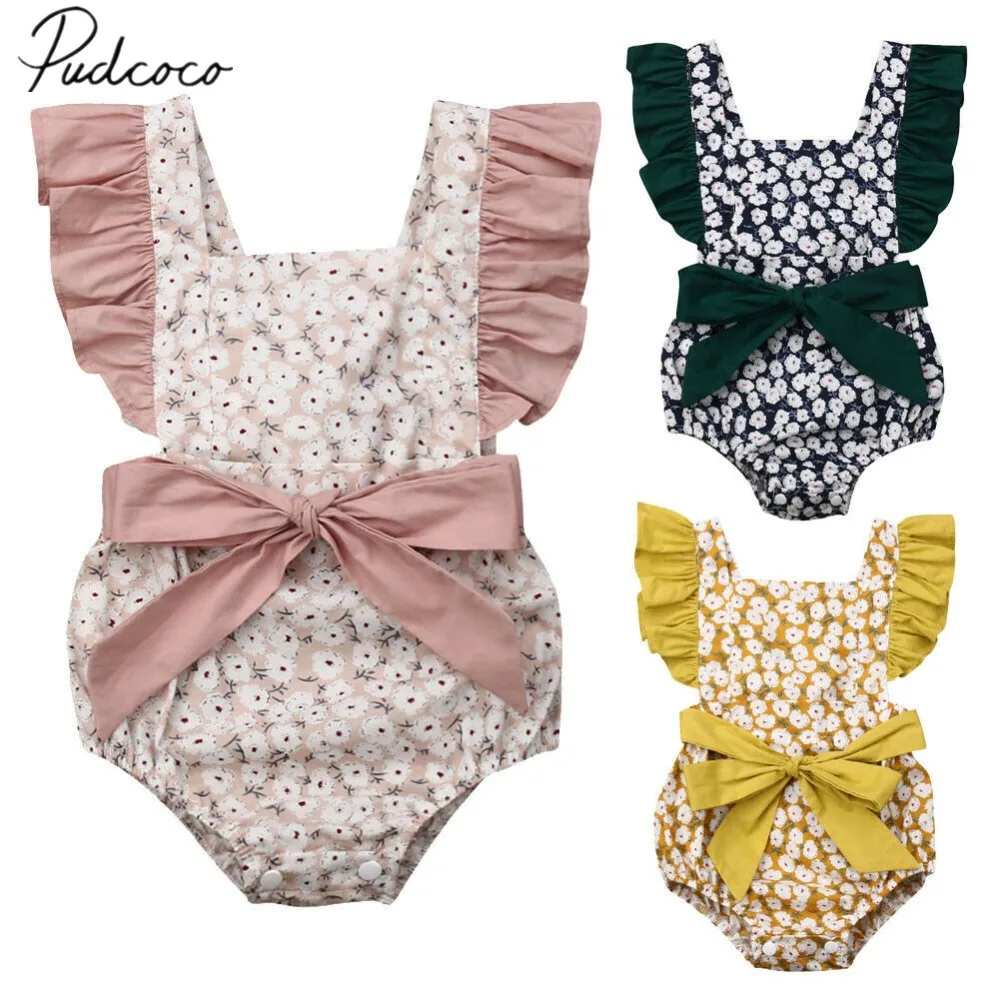 2019 Baby Summer Clothing 0-24M Infant Baby Girls Floral Bow Romper Jumpsuit Outfits Sunsuit Clothes Bowknot Sash Belt Playsuits
2019 Baby Summer Clothing 0-24M Infant Baby Girls Floral Bow Romper Jumpsuit Outfits Sunsuit Clothes Bowknot Sash Belt Playsuits