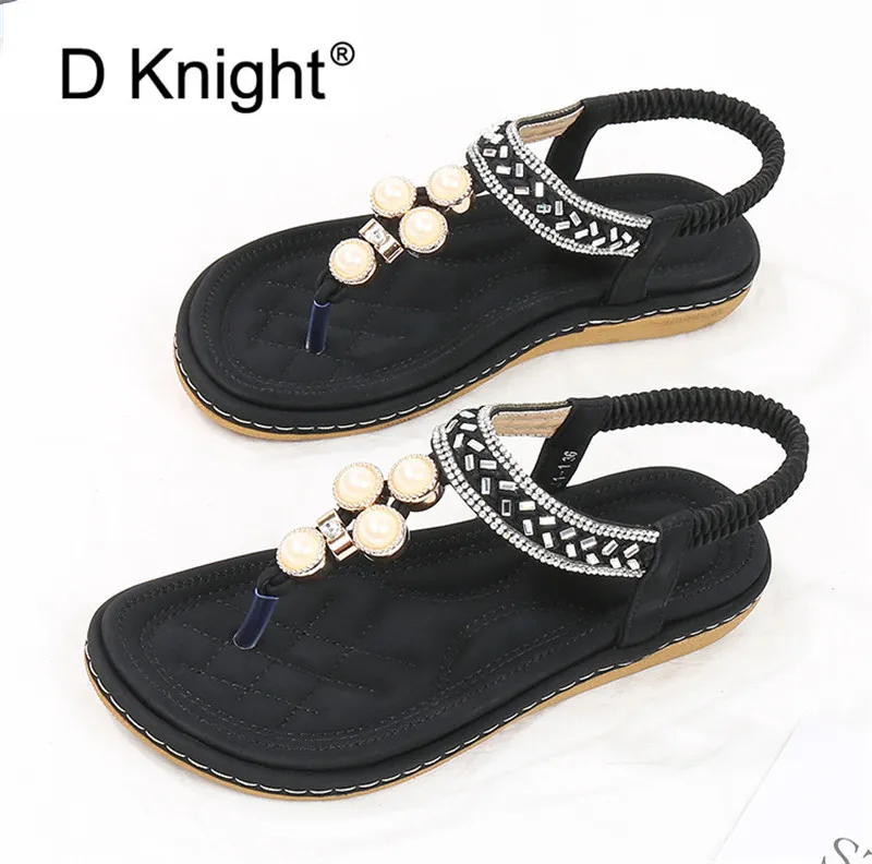 Tong Femme Summer Shoes Women Bohemia Ethnic Flip Flops Soft Flat Sandals Woman Casual Comfortable Plus Size Black Sandals 35-43 (15)