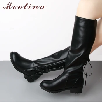 Meotina 2018 Winter Boots Women Lace Up Med Heels Boots Knee High Boots Round Toe Fashion Ladies Autumn Footwear Beige Brown
Meotina 2018 Winter Boots Women Lace Up Med Heels Boots Knee High Boots Round Toe Fashion Ladies Autumn Footwear Beige Brown