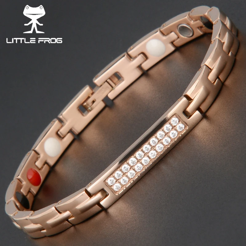 LITTLE FROG Zircon Gem Woman Bracelet Stainless Steel Health Energy Magnetic Rose Gold Fashion Jewelry Lady Bracelets 10249
LITTLE FROG Zircon Gem Woman Bracelet Stainless Steel Health Energy Magnetic Rose Gold Fashion Jewelry Lady Bracelets 10249