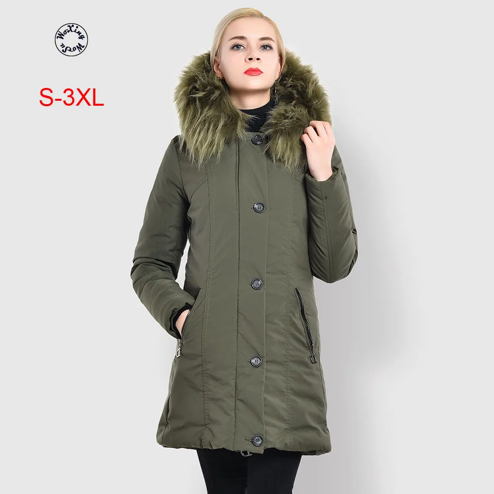 Woxingwosu Hoode parkas thickening slim cotton-padded jacket coat over-the-knee women hooded coat big fur collar size S to 3XL
Woxingwosu Hoode parkas thickening slim cotton-padded jacket coat over-the-knee women hooded coat big fur collar size S to 3XL