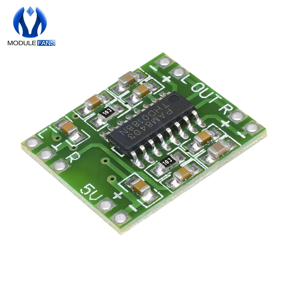 5Pcs 3W 3W Dual Channel Mini Digital Power Amplifier Drive Board PAM8403 For Arduino Class D Stereo Audio Amplifier Module 5V
5Pcs 3W 3W Dual Channel Mini Digital Power Amplifier Drive Board PAM8403 For Arduino Class D Stereo Audio Amplifier Module 5V