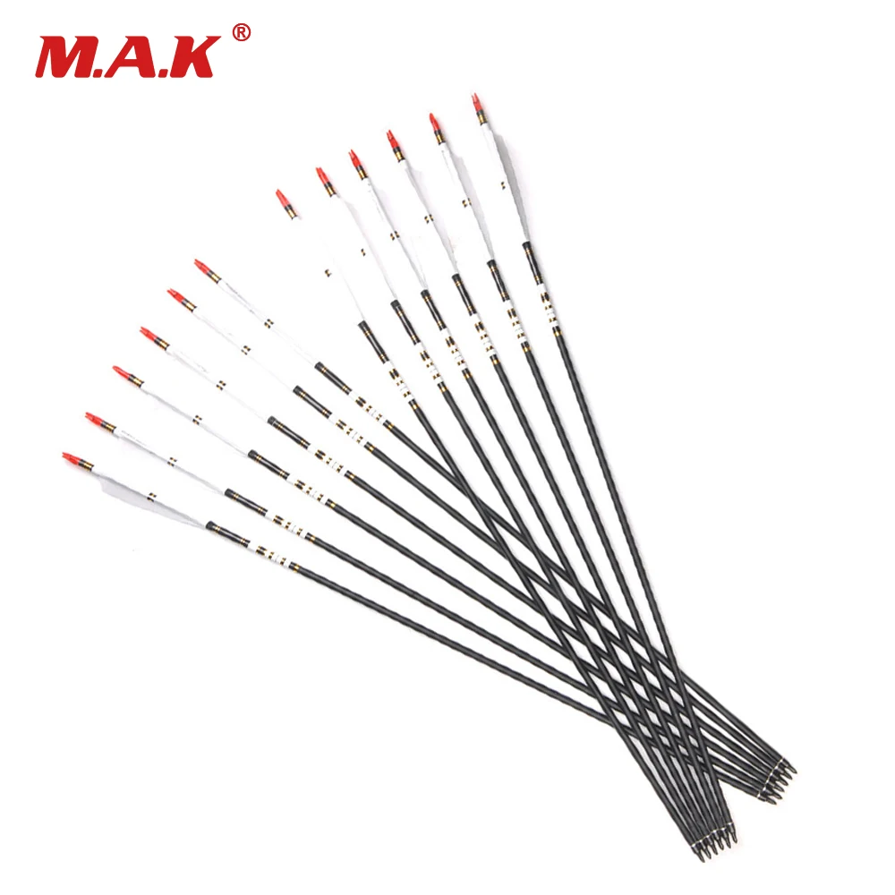 12pcs/6pcs 32 Inches Spine 500 OD 7.6 mm ID 6.2 mm Carbon Arrow with White Color Real Feather for Recurve Bow in Hunting
12pcs/6pcs 32 Inches Spine 500 OD 7.6 mm ID 6.2 mm Carbon Arrow with White Color Real Feather for Recurve Bow in Hunting