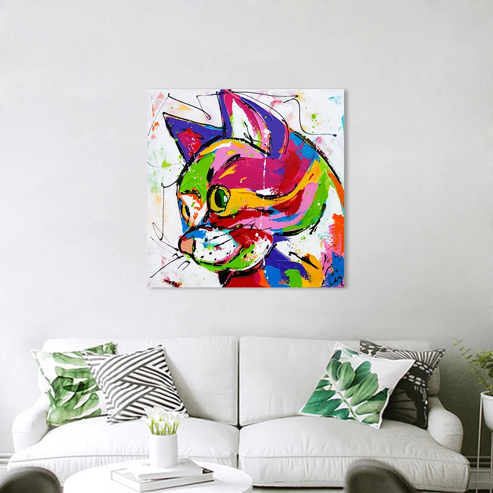 HDARTISAN Vrolijk Schilderij настенная Картина на холсте с изображением животных красочная