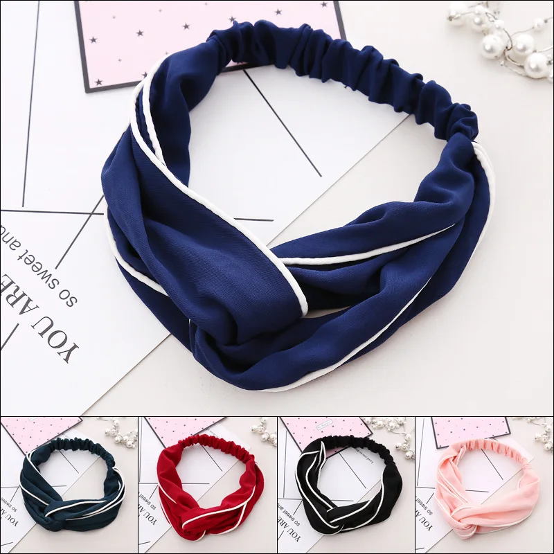 

Retro Fashion women Cross Knot Headbands Turban Elastic Hair band Head Wrap Accessories Bandanas Knotted HairBands Girl Headwear