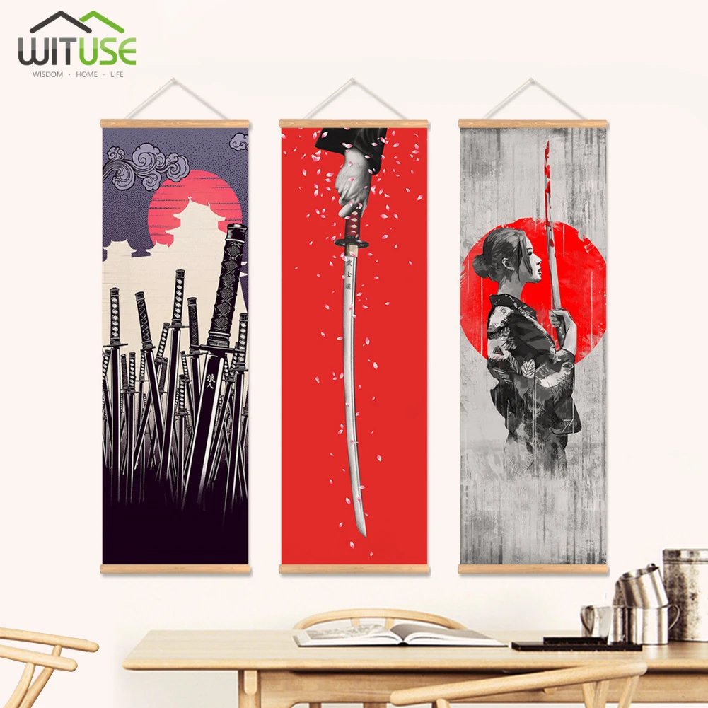 yimidida P/óster japon/és kanji de Samurai 30 x 45 cm Cuadro decorativo para pared
