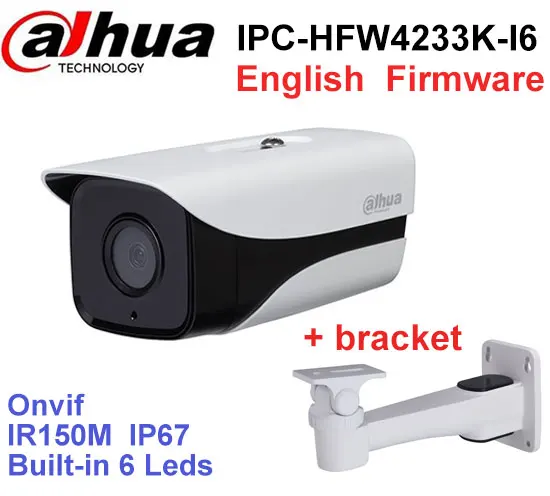 Dahua H2.65 IPC-HFW4233K-I6 2MP ip camera support POE IP67 IR150M DH-IPC-HFW4233K-I6 Stellar network camera with bracket
Dahua H2.65 IPC-HFW4233K-I6 2MP ip camera support POE IP67 IR150M DH-IPC-HFW4233K-I6 Stellar network camera with bracket