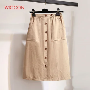 Women Fashion A-Line Single-Breasted Skirt 2020 Summer Skirts Female Casual High Waist Solid Pockets Knee-Length Skirts
Women Fashion A-Line Single-Breasted Skirt 2020 Summer Skirts Female Casual High Waist Solid Pockets Knee-Length Skirts