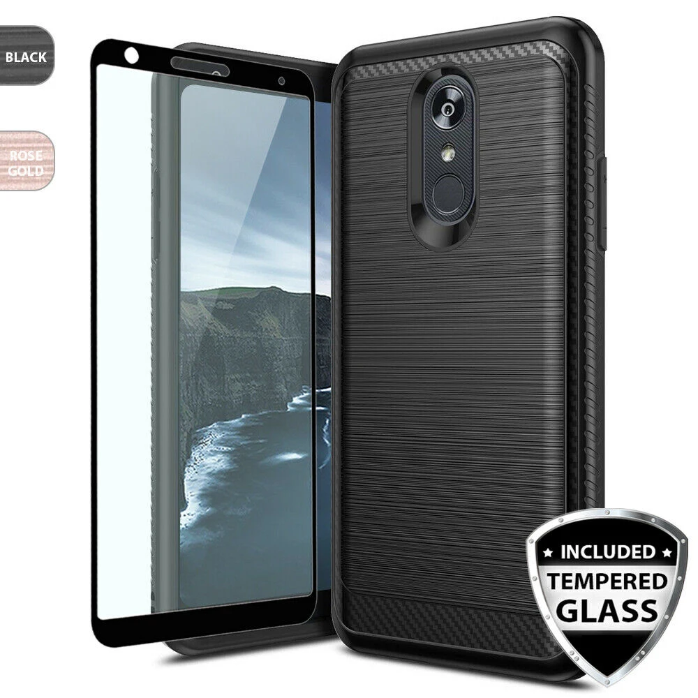For LG Stylo 4 / Stylo 4 Plus / Q Stylus Alpha Brushed Armor Rubber Hard Case with Black Full Coverage Tempered Glass
For LG Stylo 4 / Stylo 4 Plus / Q Stylus Alpha Brushed Armor Rubber Hard Case with Black Full Coverage Tempered Glass
