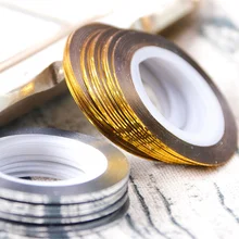 1 rouleau or argent paillettes rayures bandes pour Nail Art 0.5mm adhésif ongles autocollant feuille bricolage manucure décoration pointe(China)