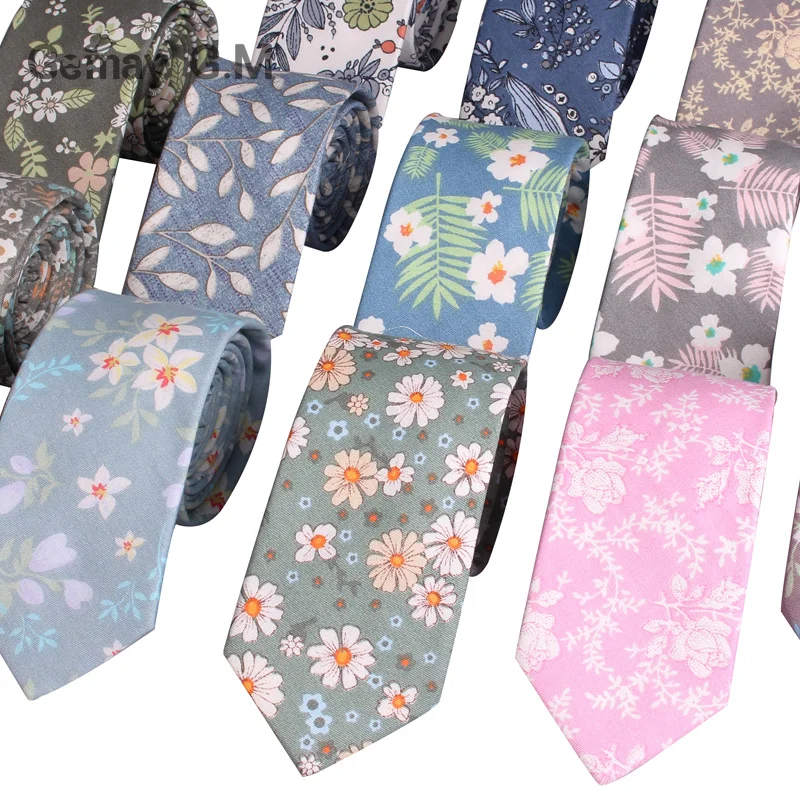 

Floral Ties For Men Skinny Mens Necktie Gravatas Slim Corbatas Vestidos Wedding Cotton Groom Neck Tie Cravat Neckties