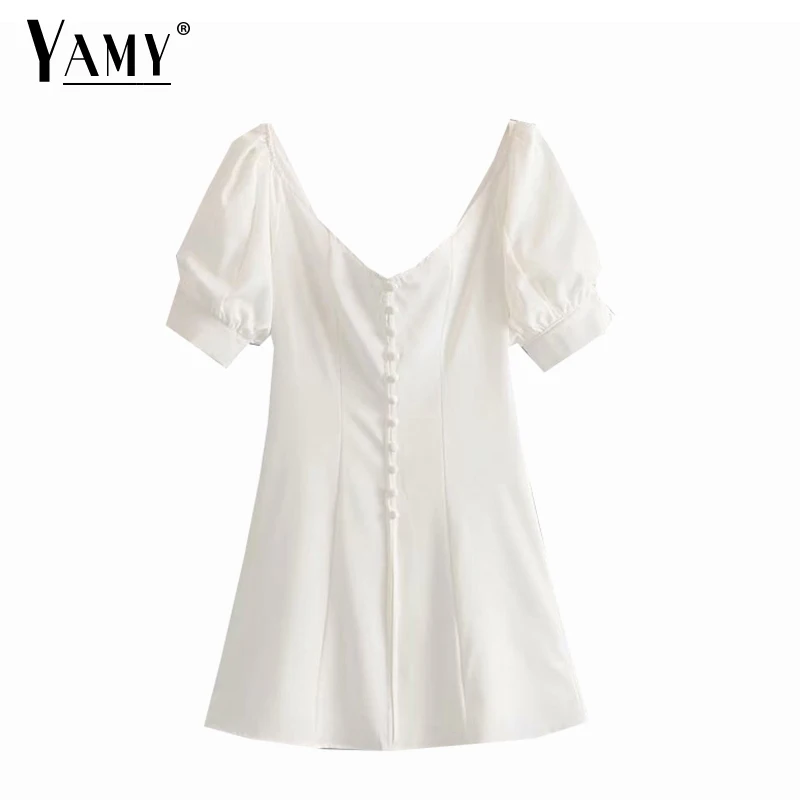 Vintage elegant mini casual deep v neck short puff sleeve dress women sexy white dress summer dress 2019 beach vestidos
Vintage elegant mini casual deep v neck short puff sleeve dress women sexy white dress summer dress 2019 beach vestidos