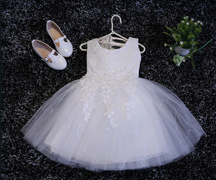 Фото Бесплатная доставка розничная продажа платье с блестками для девочек белое