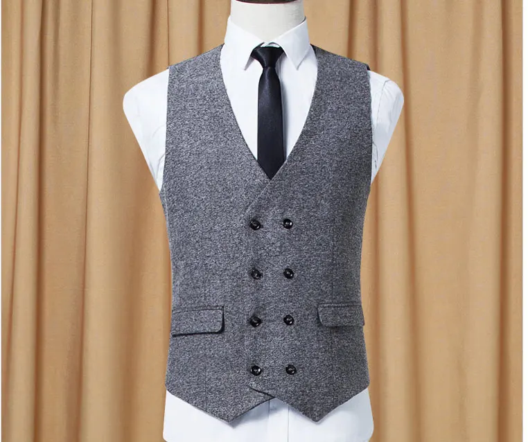 2019 2018 Brand Mens Double Breasted Vest Men Dress Suit Vest Men